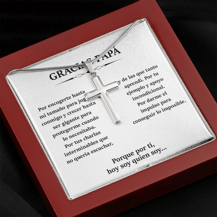 To My Dad - Artisan Cross Necklace with Snake Chain - Thank You, Dad - The Love Sparkle