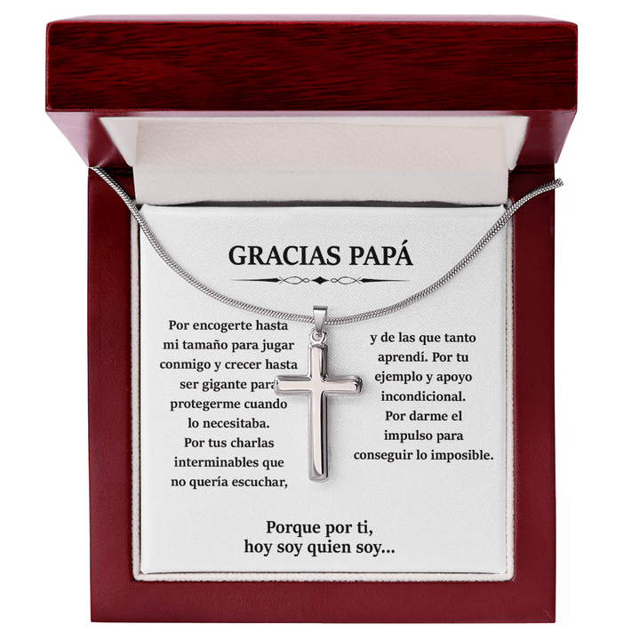 To My Dad - Artisan Cross Necklace with Snake Chain - Thank You, Dad - The Love Sparkle