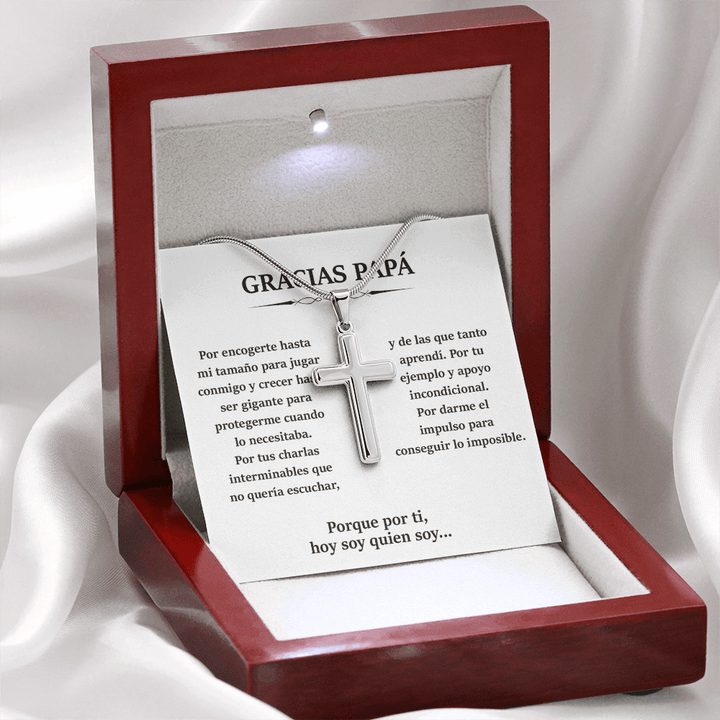 To My Dad - Artisan Cross Necklace with Snake Chain - Thank You, Dad - The Love Sparkle