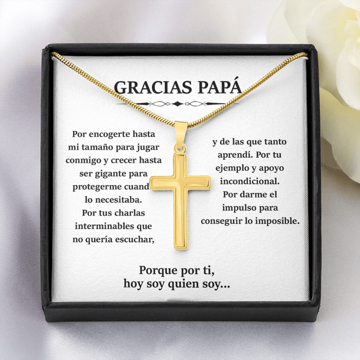 To My Dad - Artisan Cross Necklace with Snake Chain - Thank You, Dad - The Love Sparkle