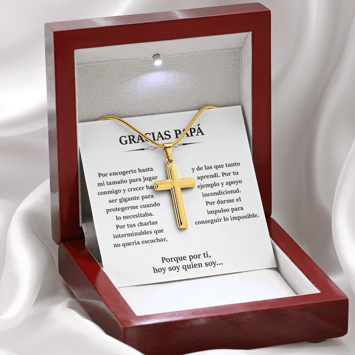 To My Dad - Artisan Cross Necklace with Snake Chain - Thank You, Dad - The Love Sparkle