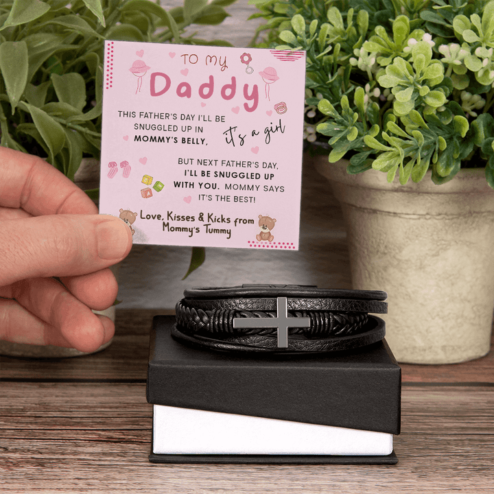 To My Daddy from Mommy's Tummy - Men's Cross Bracelet - who can't wait to meet him. - The Love Sparkle