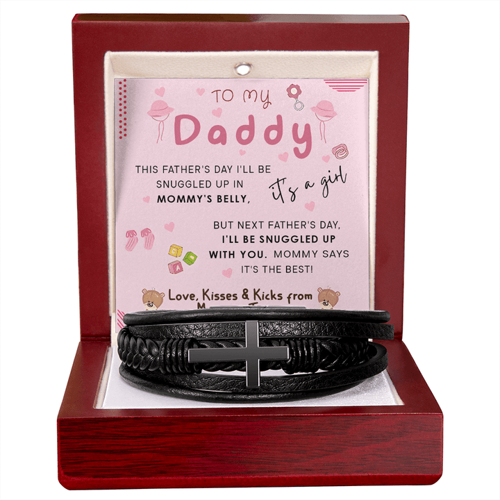 To My Daddy from Mommy's Tummy - Men's Cross Bracelet - who can't wait to meet him. - The Love Sparkle