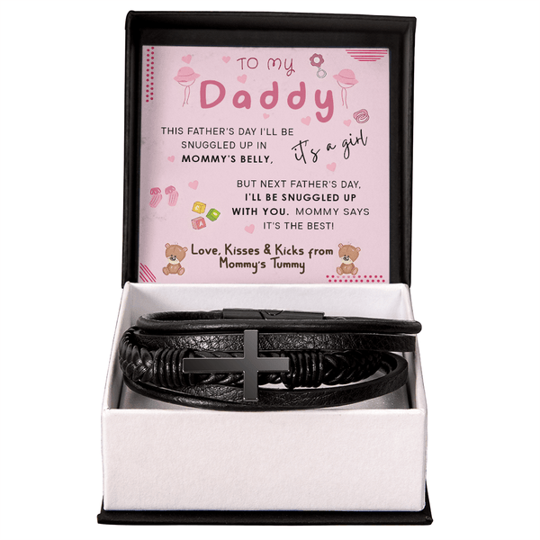 To My Daddy from Mommy's Tummy - Men's Cross Bracelet - who can't wait to meet him. - The Love Sparkle
