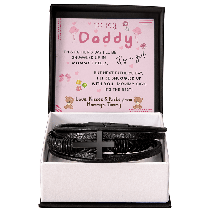 To My Daddy from Mommy's Tummy - Men's Cross Bracelet - who can't wait to meet him. - The Love Sparkle