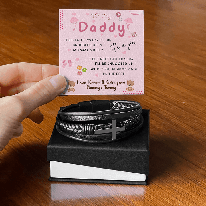 To My Daddy from Mommy's Tummy - Men's Cross Bracelet - who can't wait to meet him. - The Love Sparkle