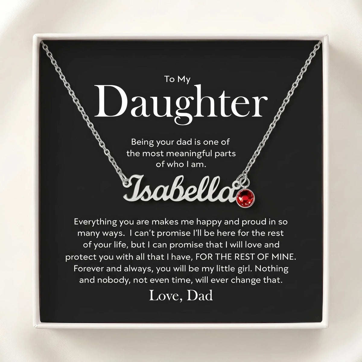 "To My Daughter, Forever My Little Girl" Custom Name Necklace with Birthstone – Meaningful Gift from Dad - The Love Sparkle