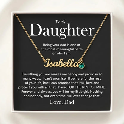 "To My Daughter, Forever My Little Girl" Custom Name Necklace with Birthstone – Meaningful Gift from Dad - The Love Sparkle