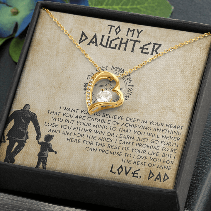 To My Daughter Gift from Viking Dad - Forever Love Necklace - "Win or Learn" - The Love Sparkle
