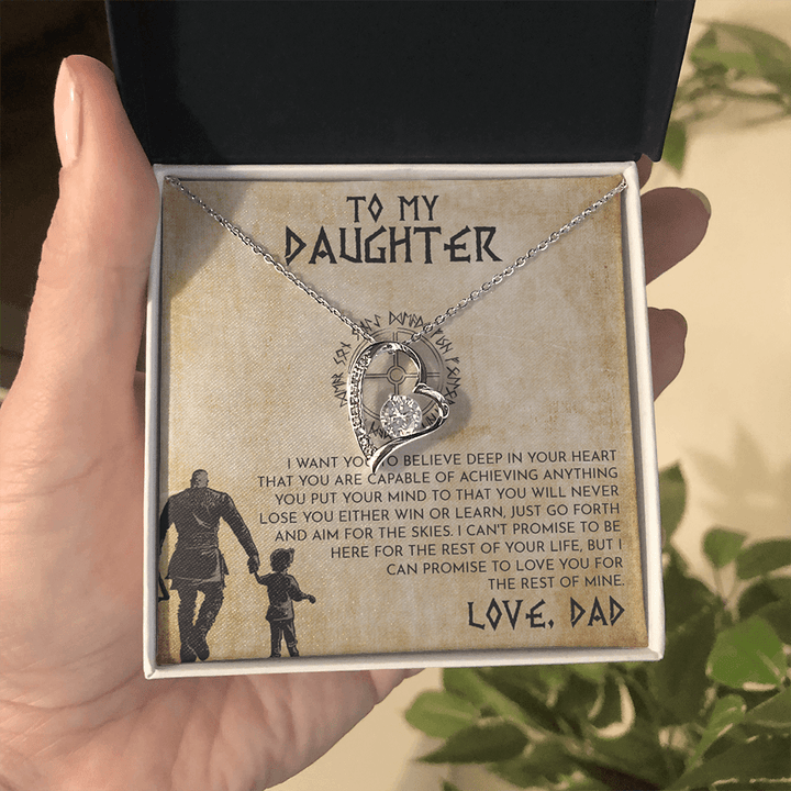 To My Daughter Gift from Viking Dad - Forever Love Necklace - "Win or Learn" - The Love Sparkle