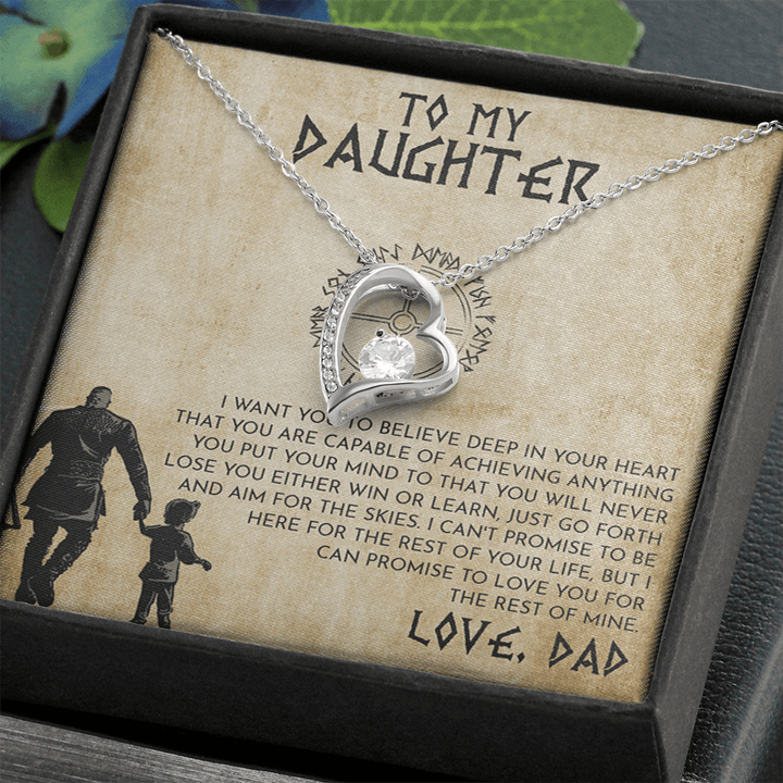 To My Daughter Gift from Viking Dad - Forever Love Necklace - "Win or Learn" - The Love Sparkle