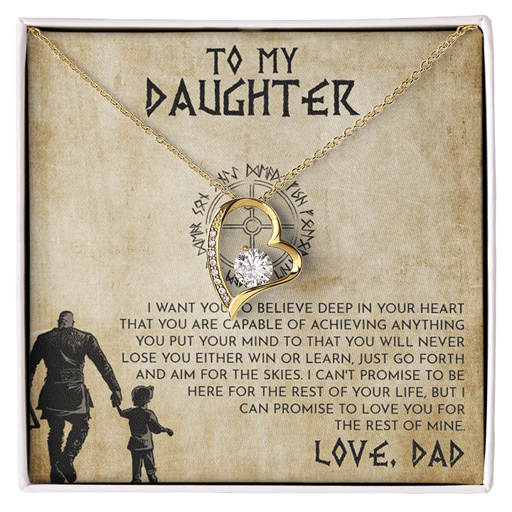 To My Daughter Gift from Viking Dad - Forever Love Necklace - "Win or Learn" - The Love Sparkle