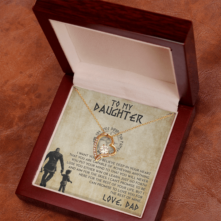 To My Daughter Gift from Viking Dad - Forever Love Necklace - "Win or Learn" - The Love Sparkle
