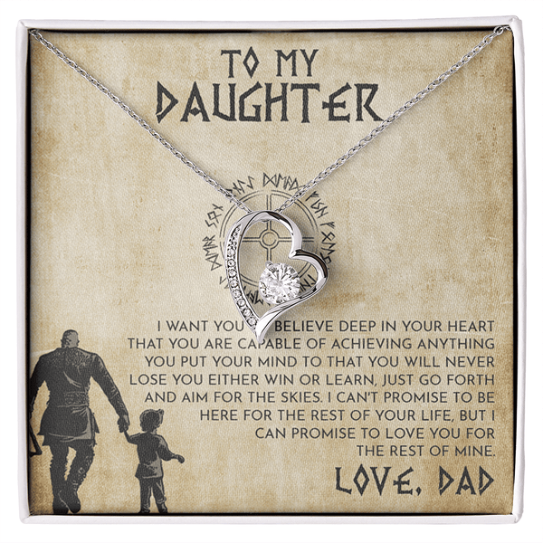 To My Daughter Gift from Viking Dad - Forever Love Necklace - "Win or Learn" - The Love Sparkle