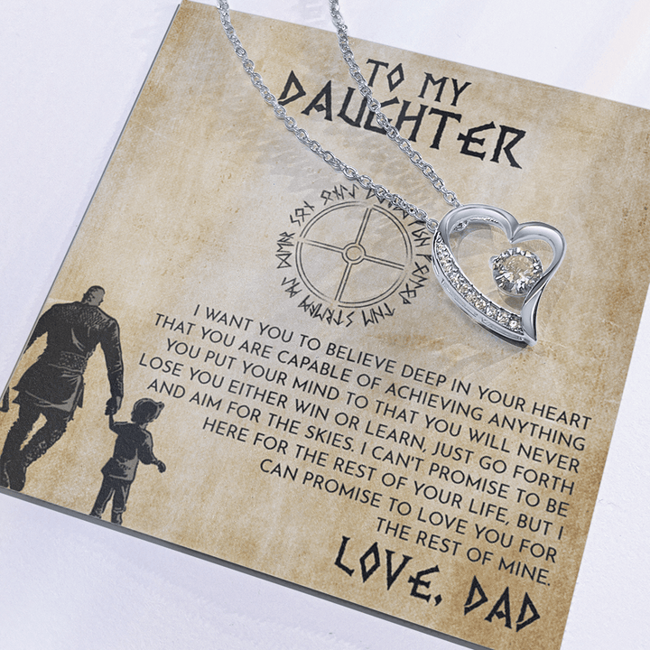 To My Daughter Gift from Viking Dad - Forever Love Necklace - "Win or Learn" - The Love Sparkle