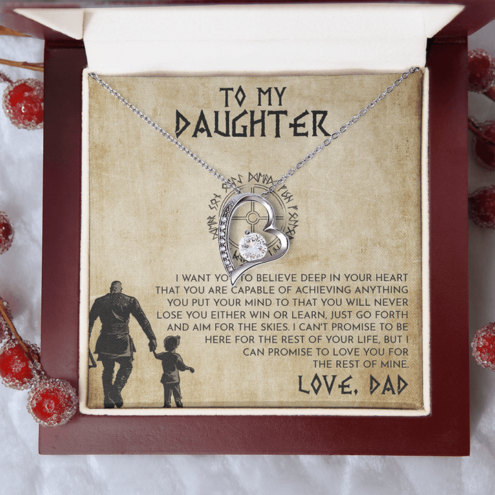 To My Daughter Gift from Viking Dad - Forever Love Necklace - "Win or Learn" - The Love Sparkle