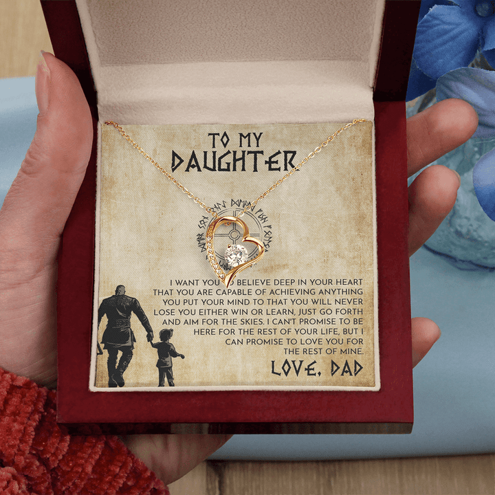 To My Daughter Gift from Viking Dad - Forever Love Necklace - "Win or Learn" - The Love Sparkle