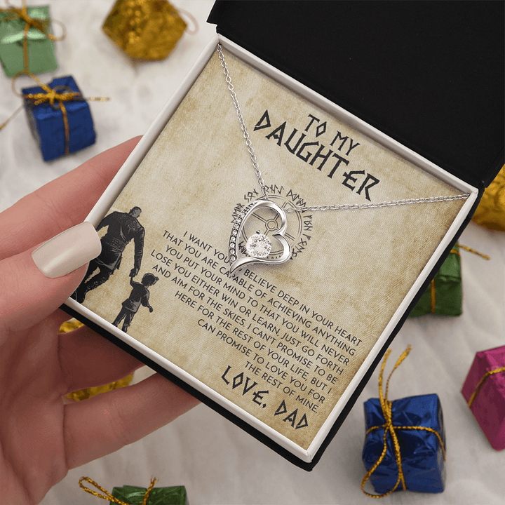To My Daughter Gift from Viking Dad - Forever Love Necklace - "Win or Learn" - The Love Sparkle