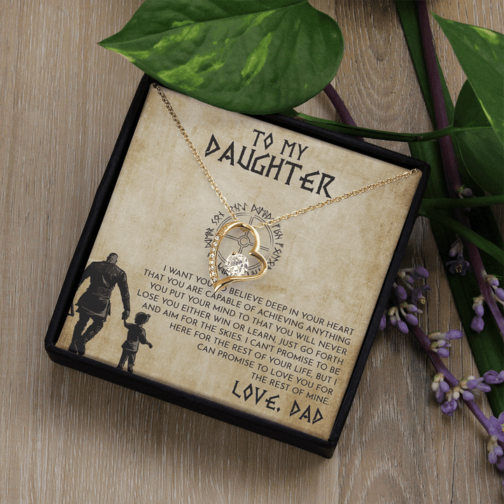 To My Daughter Gift from Viking Dad - Forever Love Necklace - "Win or Learn" - The Love Sparkle