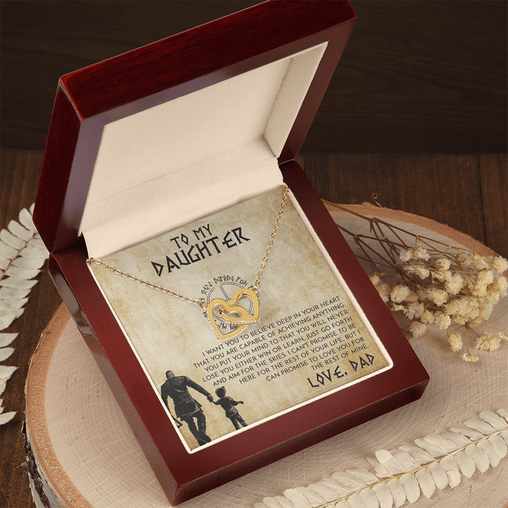To My Daughter Gift from Viking Dad - Interlocking Hearts Necklace - "Win or Learn" - The Love Sparkle