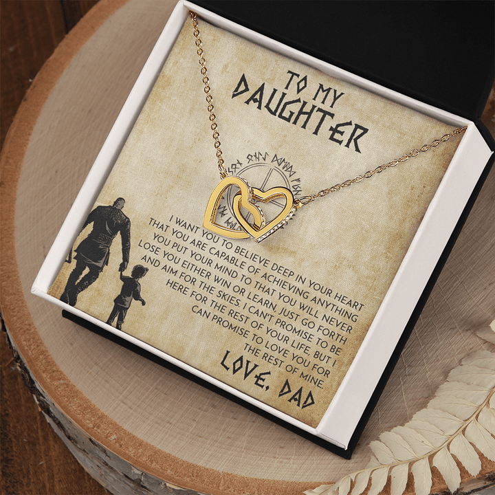 To My Daughter Gift from Viking Dad - Interlocking Hearts Necklace - "Win or Learn" - The Love Sparkle
