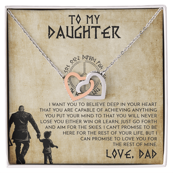 To My Daughter Gift from Viking Dad - Interlocking Hearts Necklace - "Win or Learn" - The Love Sparkle