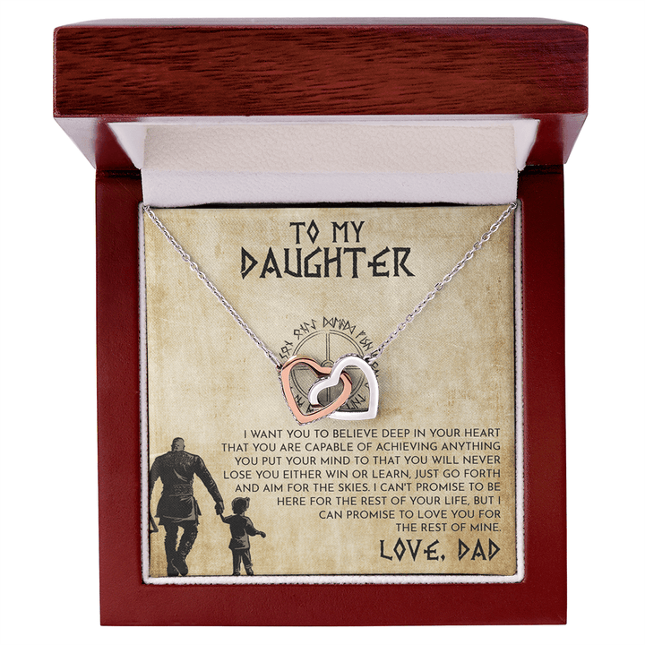 To My Daughter Gift from Viking Dad - Interlocking Hearts Necklace - "Win or Learn" - The Love Sparkle