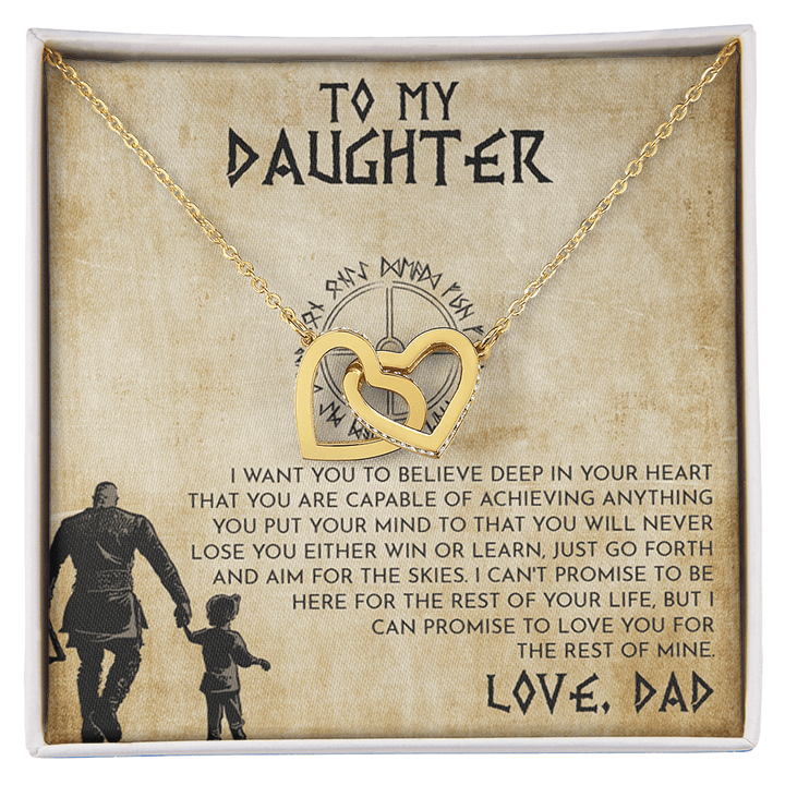 To My Daughter Gift from Viking Dad - Interlocking Hearts Necklace - "Win or Learn" - The Love Sparkle