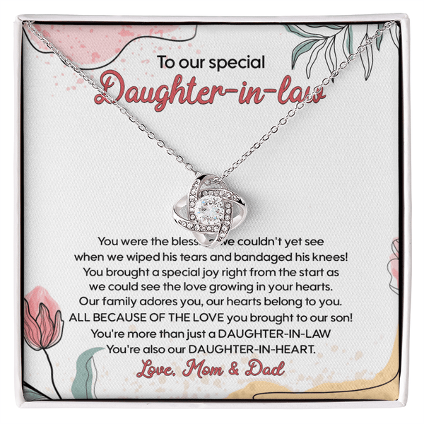 To My Daughter - in - Law - "Daughter - in - Heart" Love Knot Necklace - The Love Sparkle
