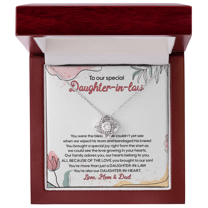 To My Daughter - in - Law - "Daughter - in - Heart" Love Knot Necklace - The Love Sparkle