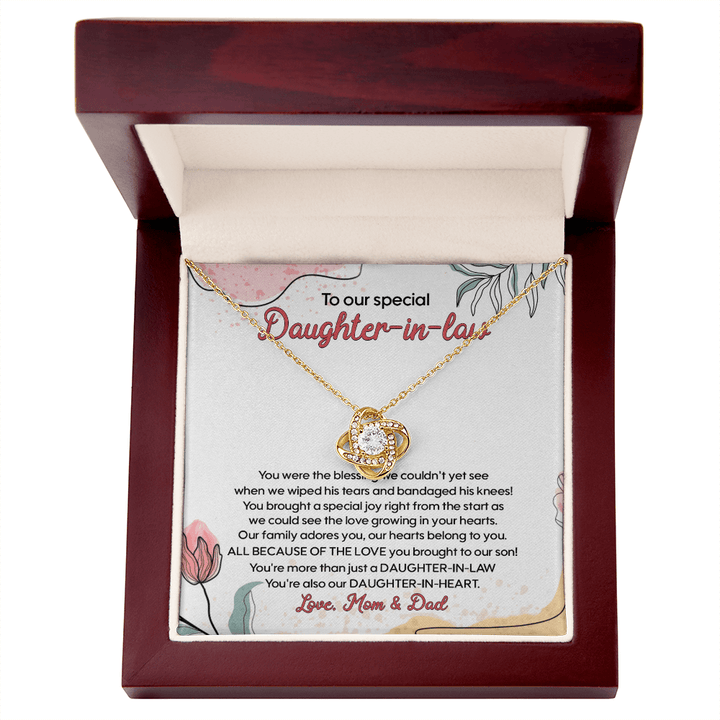 To My Daughter - in - Law - "Daughter - in - Heart" Love Knot Necklace - The Love Sparkle