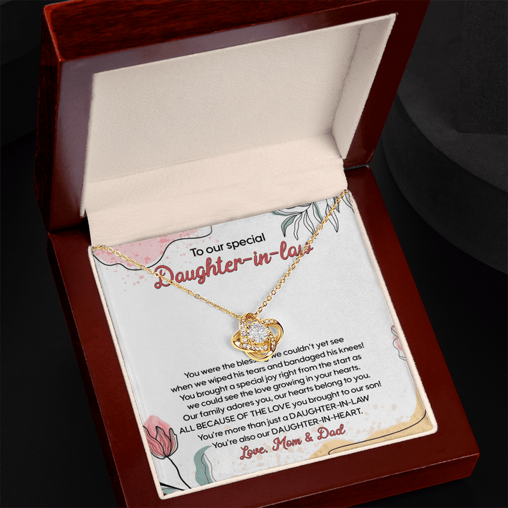To My Daughter - in - Law - "Daughter - in - Heart" Love Knot Necklace - The Love Sparkle