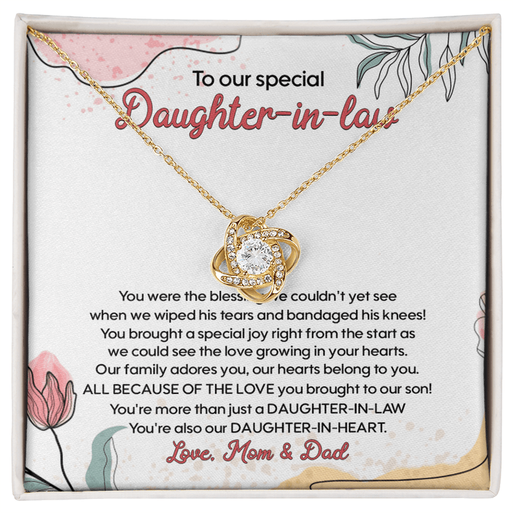 To My Daughter - in - Law - "Daughter - in - Heart" Love Knot Necklace - The Love Sparkle