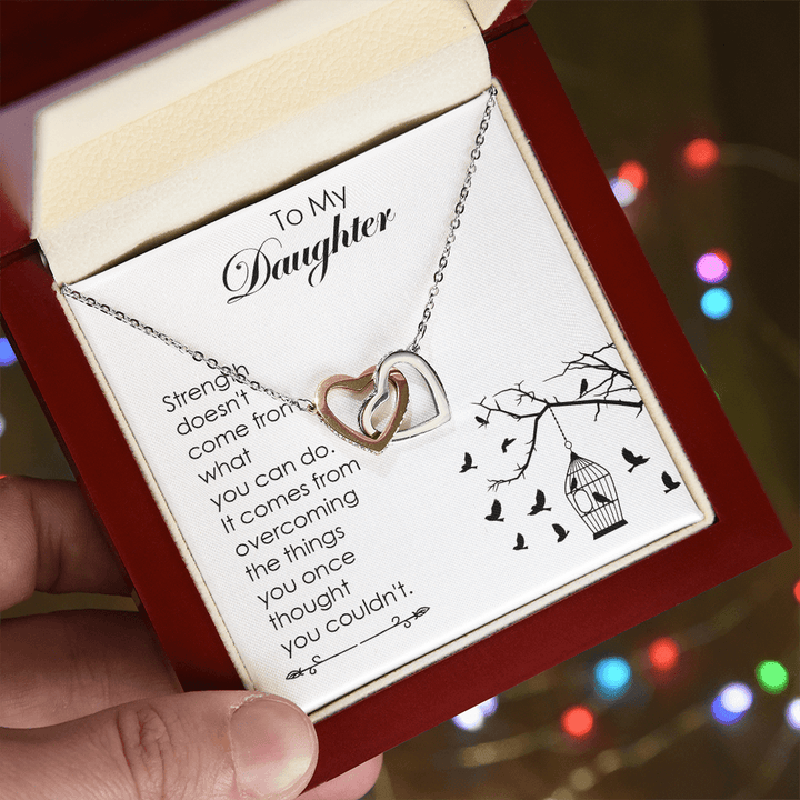 To My Daughter - Interlocking Heart Necklace - A Note on Strength - The Love Sparkle