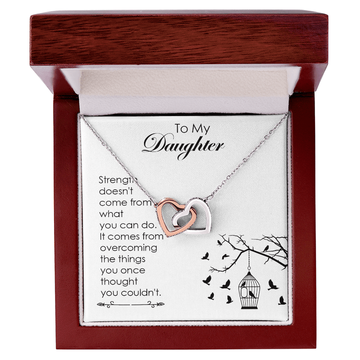 To My Daughter - Interlocking Heart Necklace - A Note on Strength - The Love Sparkle