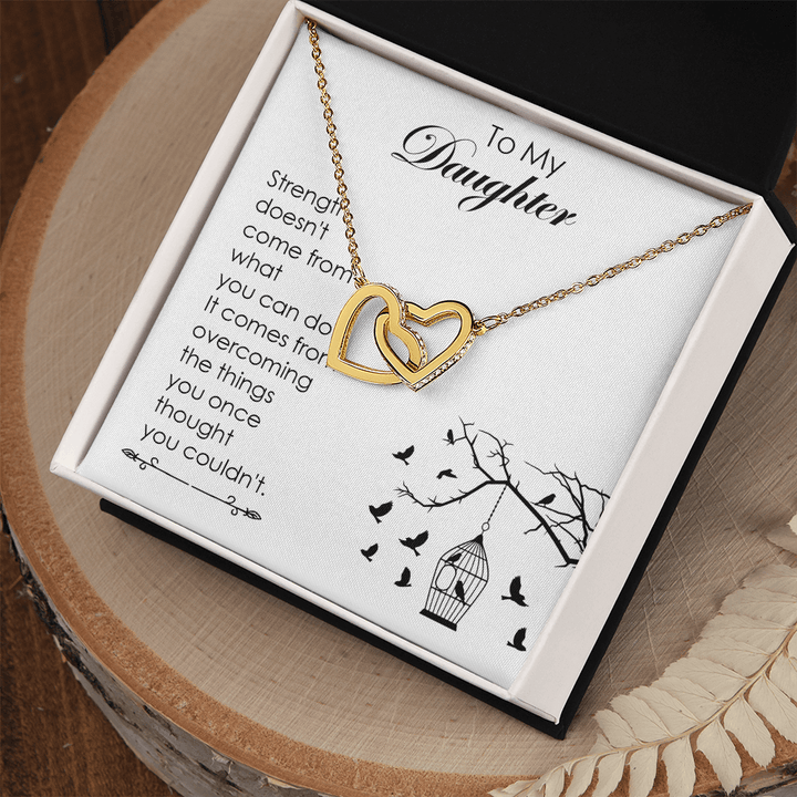 To My Daughter - Interlocking Heart Necklace - A Note on Strength - The Love Sparkle