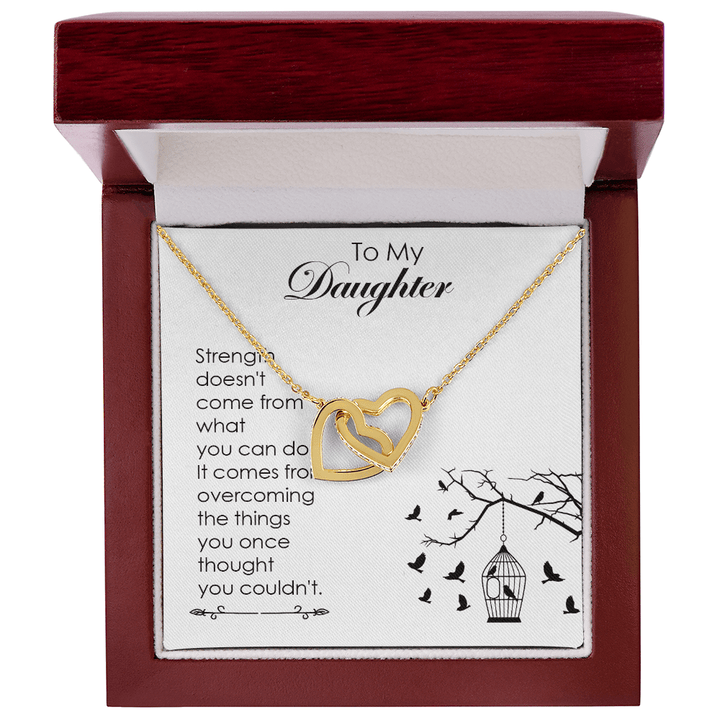 To My Daughter - Interlocking Heart Necklace - A Note on Strength - The Love Sparkle