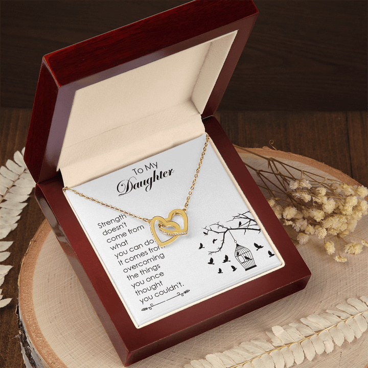 To My Daughter - Interlocking Heart Necklace - A Note on Strength - The Love Sparkle