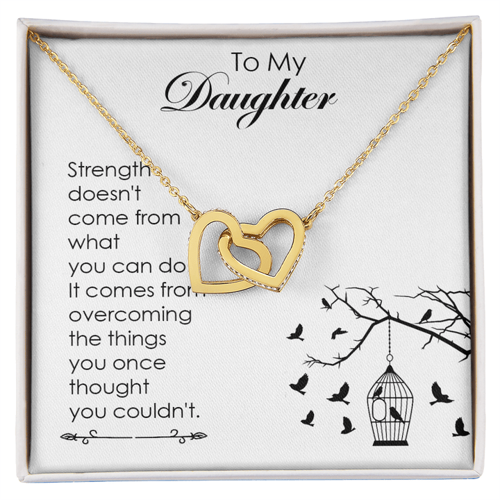 To My Daughter - Interlocking Heart Necklace - A Note on Strength - The Love Sparkle