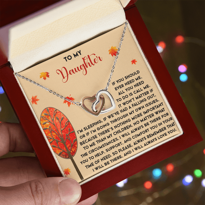 To My Daughter - Interlocking Heart Necklace - Always There - The Love Sparkle
