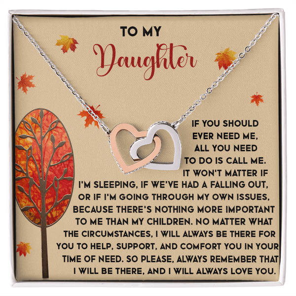 To My Daughter - Interlocking Heart Necklace - Always There - The Love Sparkle