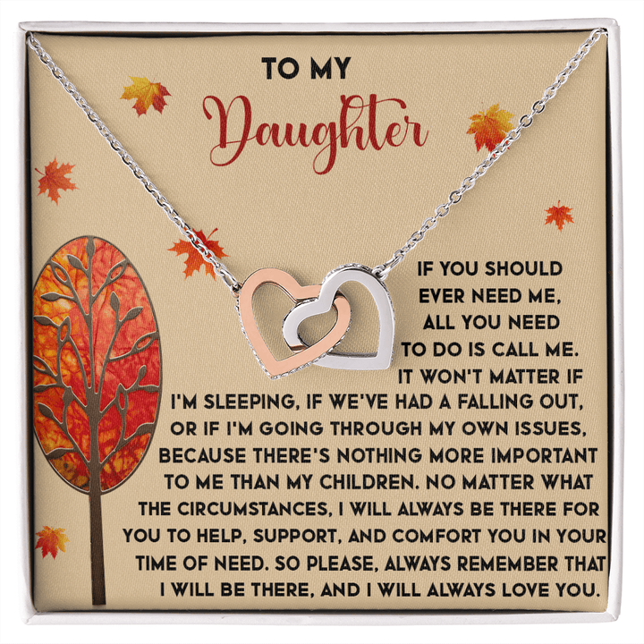To My Daughter - Interlocking Heart Necklace - Always There - The Love Sparkle