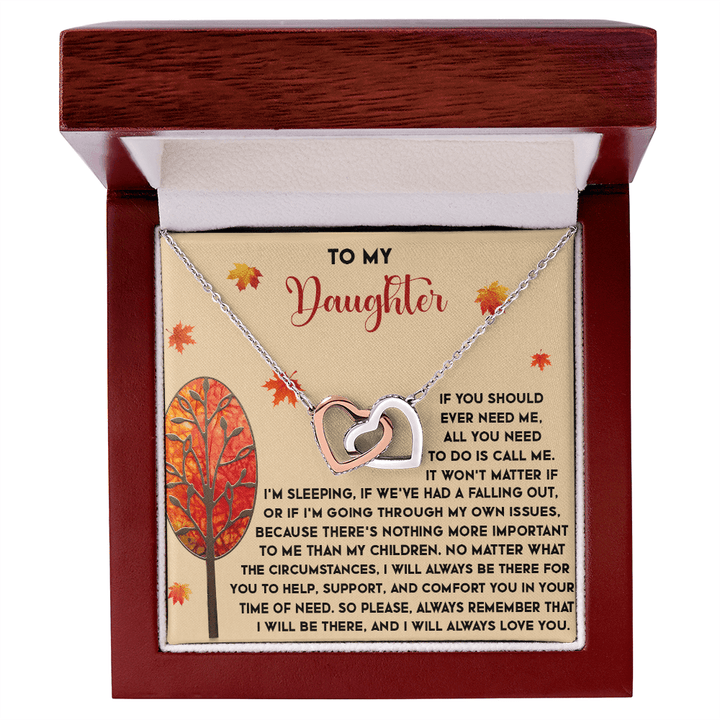 To My Daughter - Interlocking Heart Necklace - Always There - The Love Sparkle