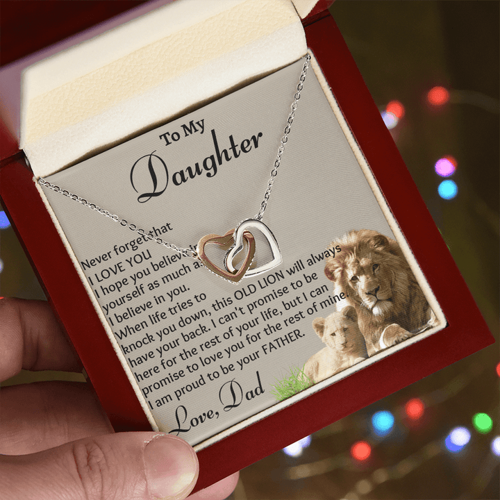 To My Daughter - Interlocking Heart Necklace - "Believe In Yourself" - The Love Sparkle