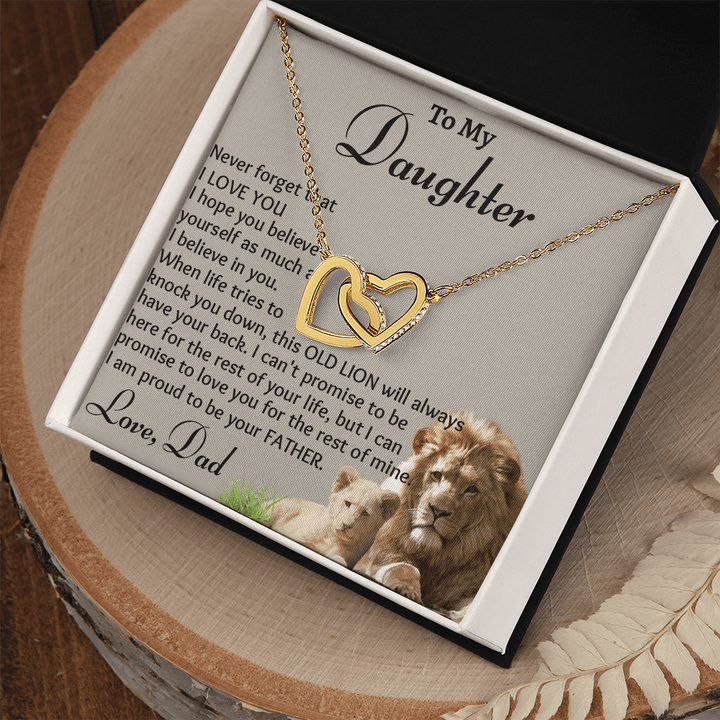 To My Daughter - Interlocking Heart Necklace - "Believe In Yourself" - The Love Sparkle