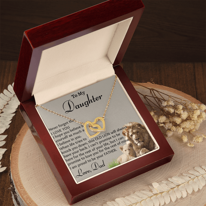 To My Daughter - Interlocking Heart Necklace - "Believe In Yourself" - The Love Sparkle