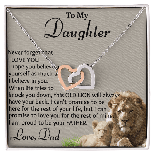 To My Daughter - Interlocking Heart Necklace - "Believe In Yourself" - The Love Sparkle