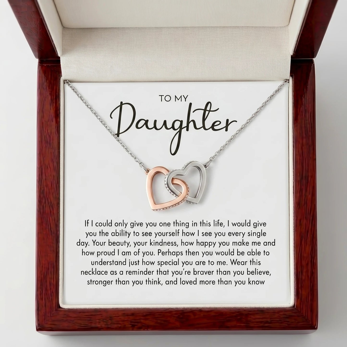 "To My Daughter" Interlocking Hearts Necklace – Meaningful Gift from Dad for Birthday, Graduation & Any Occasion - The Love Sparkle