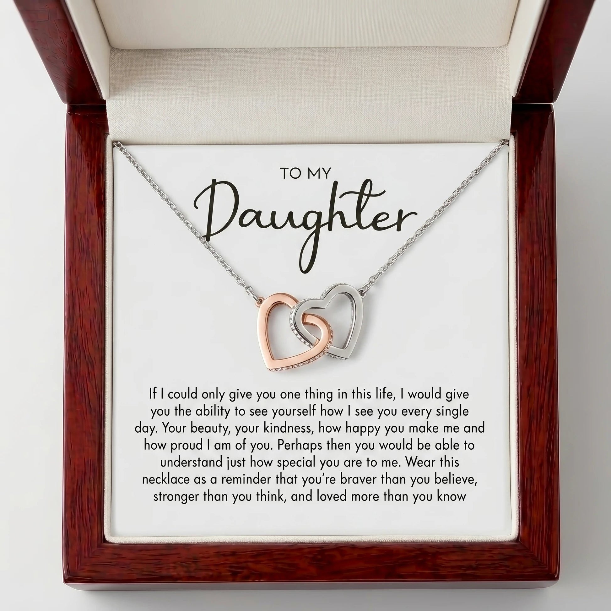 "To My Daughter" Interlocking Hearts Necklace – Meaningful Gift from Dad for Birthday, Graduation & Any Occasion - The Love Sparkle