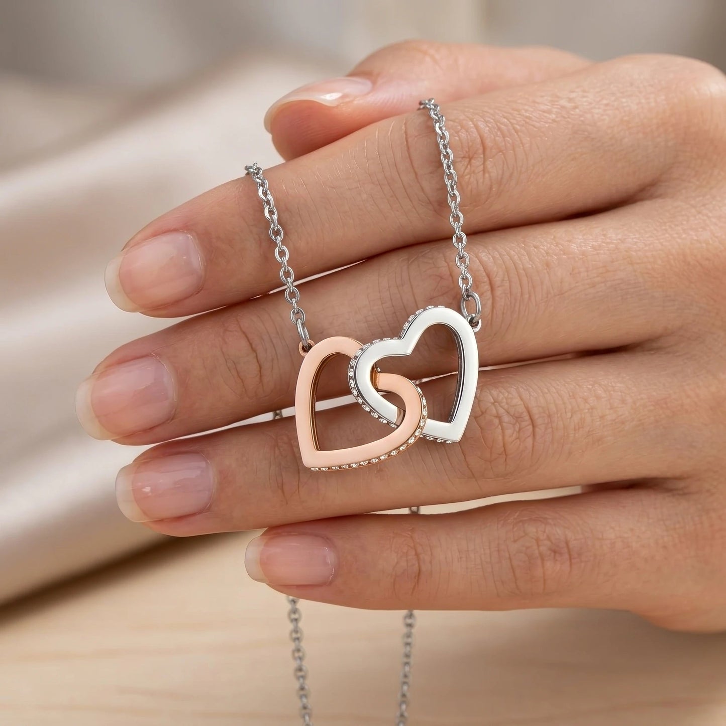 "To My Daughter" Interlocking Hearts Necklace – Meaningful Gift from Dad for Birthday, Graduation & Any Occasion - The Love Sparkle